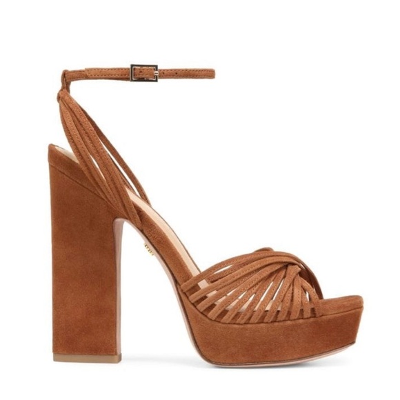 VERONICA BEARD Fletcher Block Heel Suede Platform Sandals - Picture 1 of 4